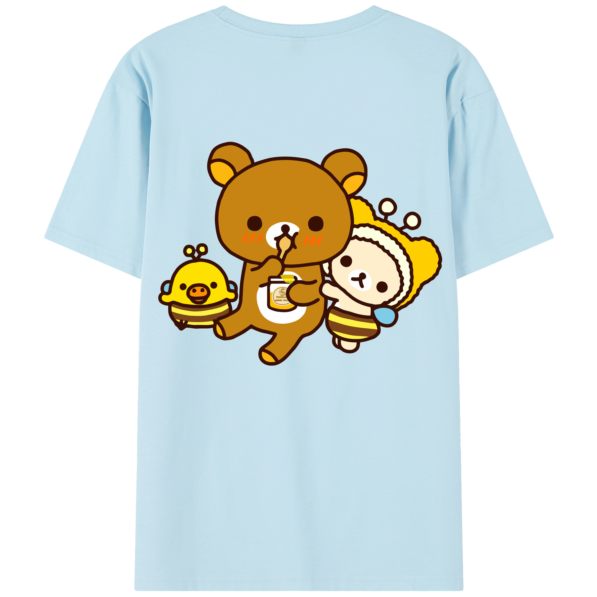 （画像用） リラックマ リラックマ キイロイトリ Rilakkuma Korilakkuma Kiiroitori 綿100％半袖Tシャツ（背面プリント）
